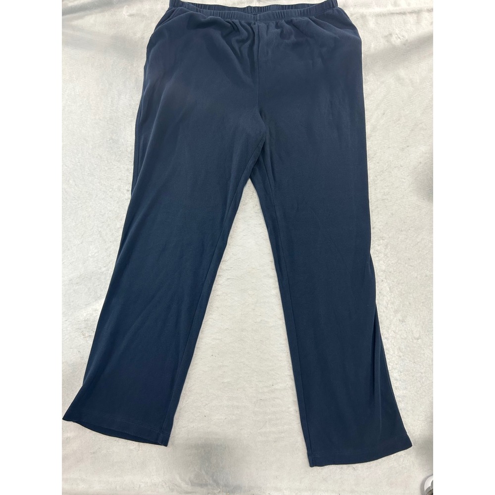 Lands End Fit 3 Navy Blue 100% Cotton Elastic Waist Knit Pants‎ XL 18